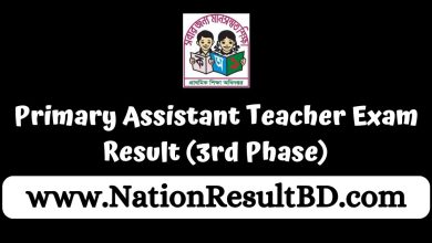 Primary Assistant Teacher Exam Result 2024 (3rd Phase)