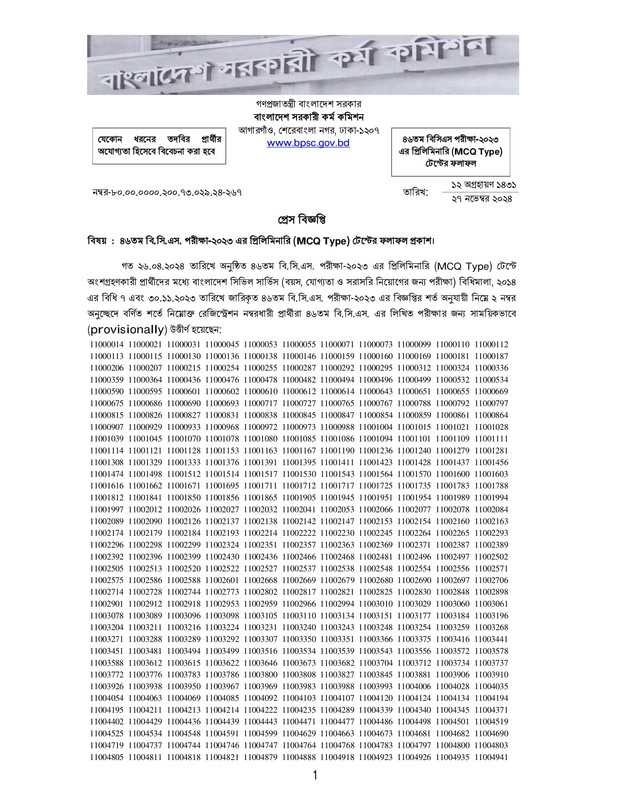 46th BCS Result 2024 Preliminary - www.bpsc.gov.bd