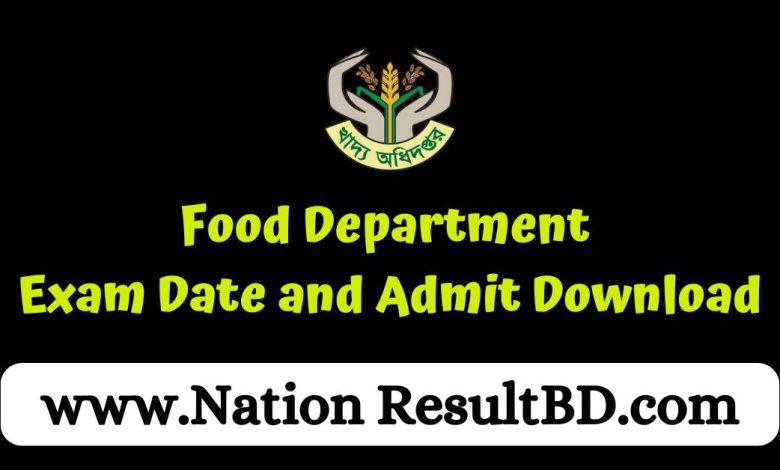 Food Department Exam Date and Admit Download 2024