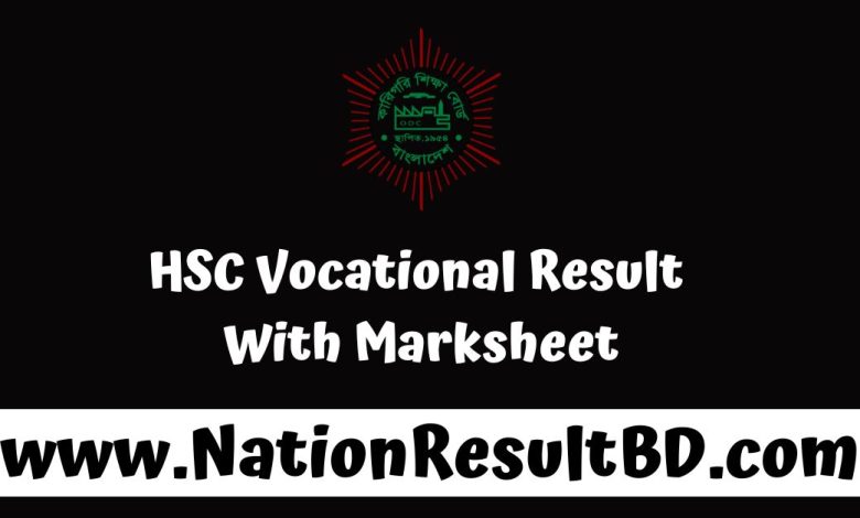 HSC Vocational Result 2024 With Marksheet