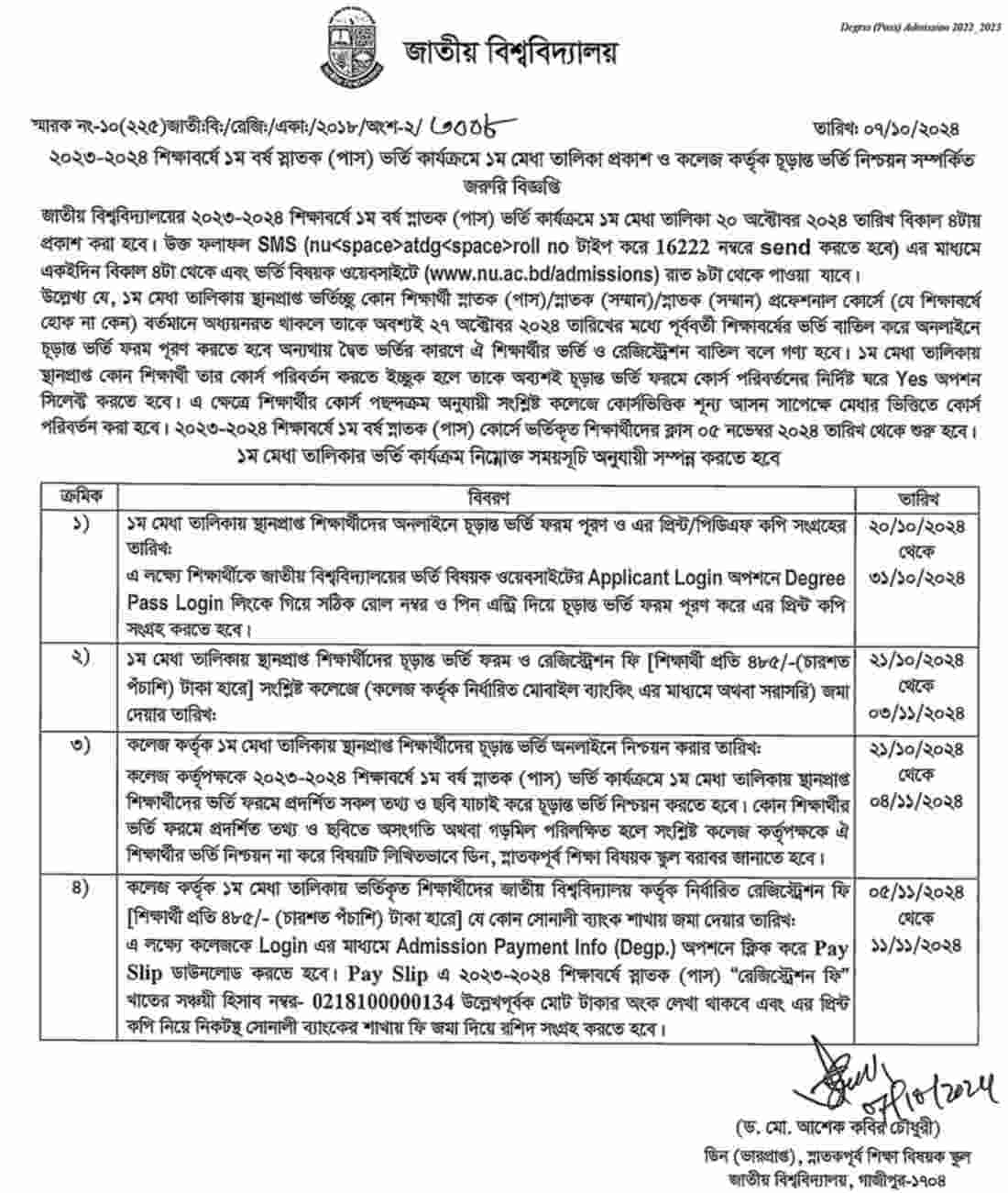 ডিগ্রী ভর্তি রেজাল্ট ২০২৪ - Degree Admission Result দেখুন