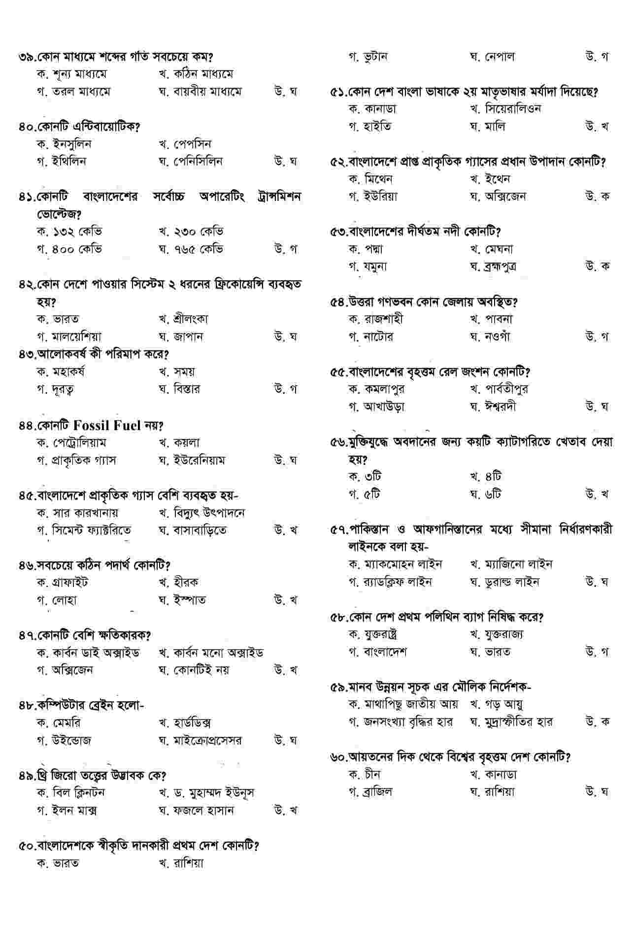 PGCB কারিগরি সহায়ক নিয়োগ পরীক্ষার প্রশ্ন সমাধান ২০২৪