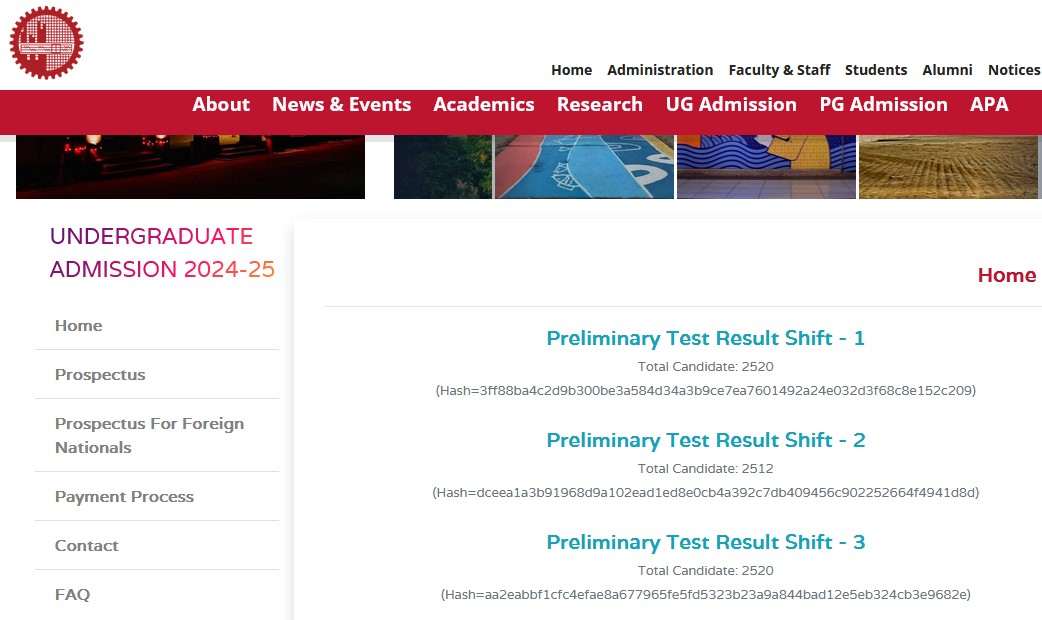 BUET Result 2025 - BUET MCQ Admission Test