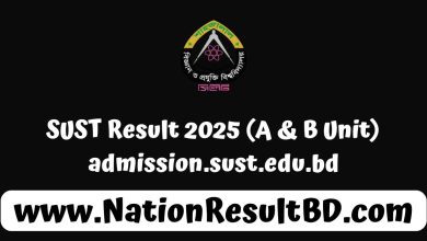 SUST Result 2025 (A & B Unit) - admission.sust.edu.bd