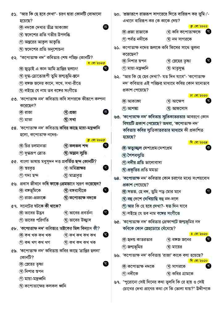 এসএসসি ২০২৫ বাংলা ১ম পত্র সাজেশন