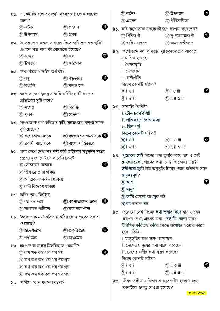 এসএসসি ২০২৫ বাংলা ১ম পত্র সাজেশন
